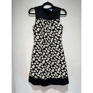 Leifnotes Anthropologie Black White Polka Dot Corduroy Sleeveless Mini Dress 4